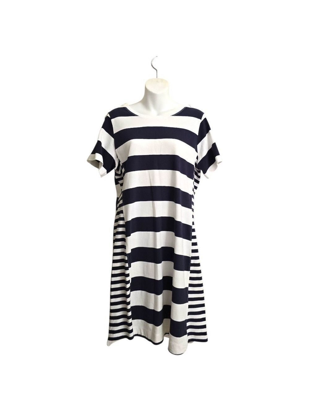 Tommy Bahama Thera Stripe T-Shirt Dress In Navy & White Sz L